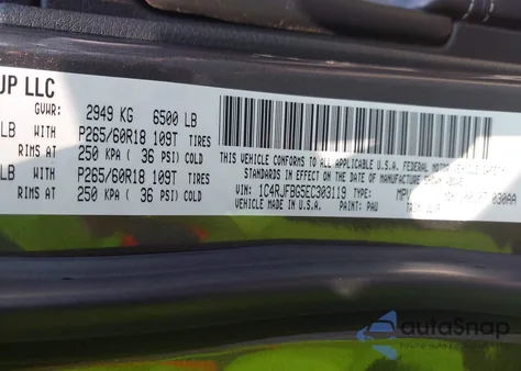 2014 Jeep Grand Cherokee Limited z USA, uszkodzony, nr VIN 1C4RJFBG5EC303119